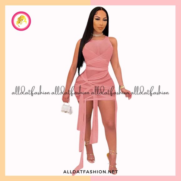April Mesh Wrap Flattering Curvy Fitted Bandage Mini Dress - Picture 2 of 4